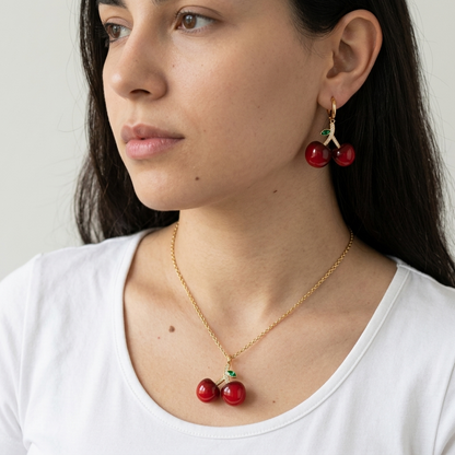 SET CHERRY POP | Combo Personalizzabile Collana e Orecchini in Acciaio Inox – Eldra Milano