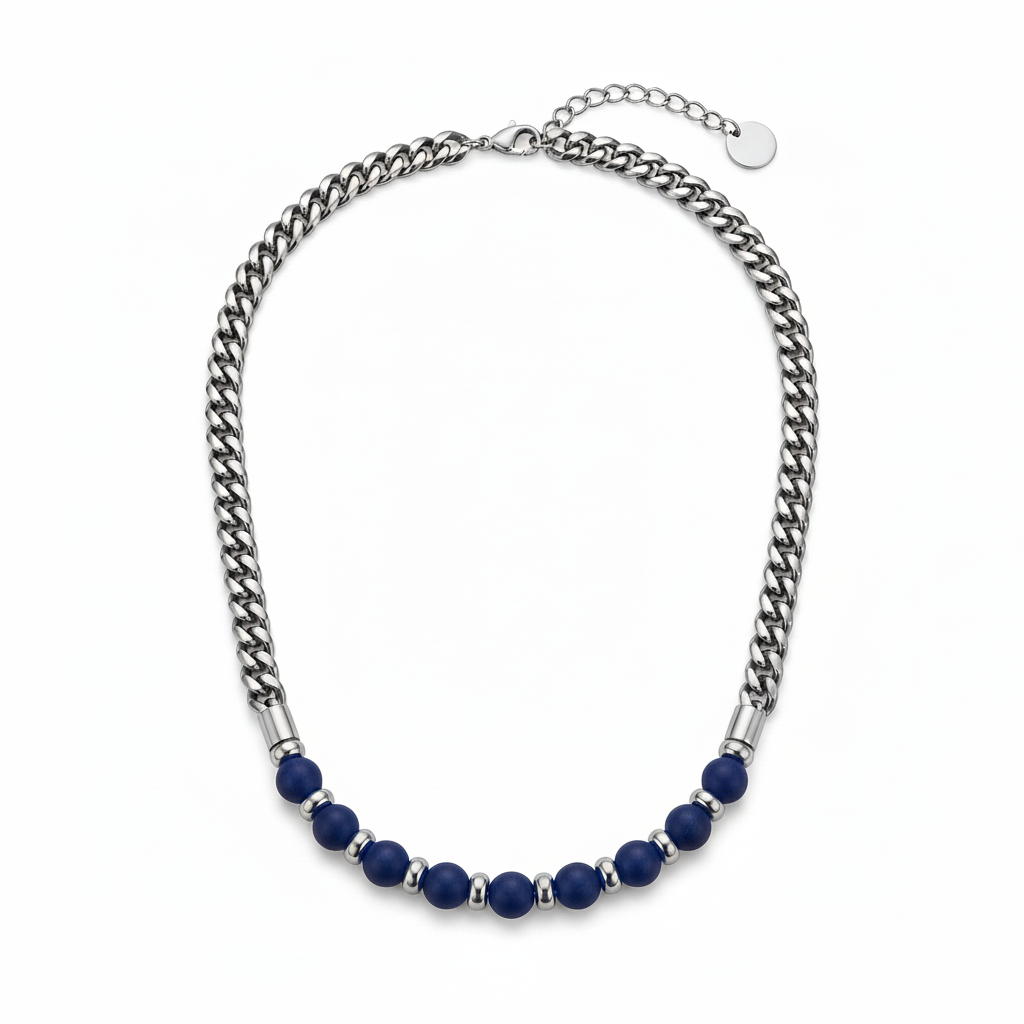 Collana BOLD STONE | Catena Massiccia con Pietre Naturali in Acciaio Inox – Eldra Milano