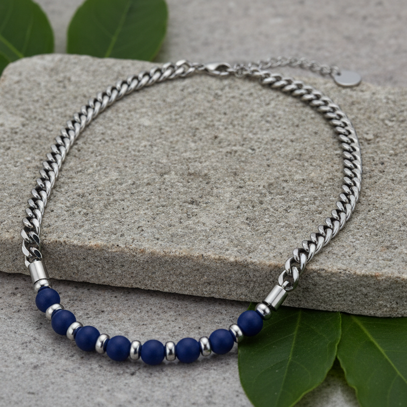 Collana BOLD STONE | Catena Massiccia con Pietre Naturali in Acciaio Inox – Eldra Milano
