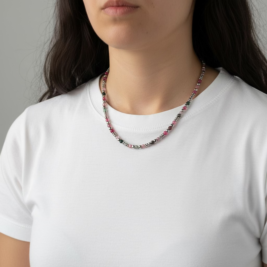 Collana ESSENCE STONE | Pietre Naturali a Sfera e Catena in Acciaio Inox – linea4316 – Eldra Milano