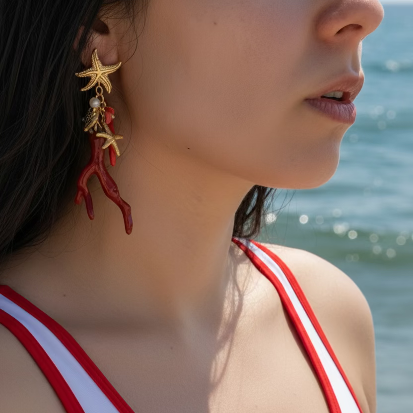 Luxury Set CORAL REEF – Combo Completa Collana, Orecchini e Bracciale in Acciaio Inox