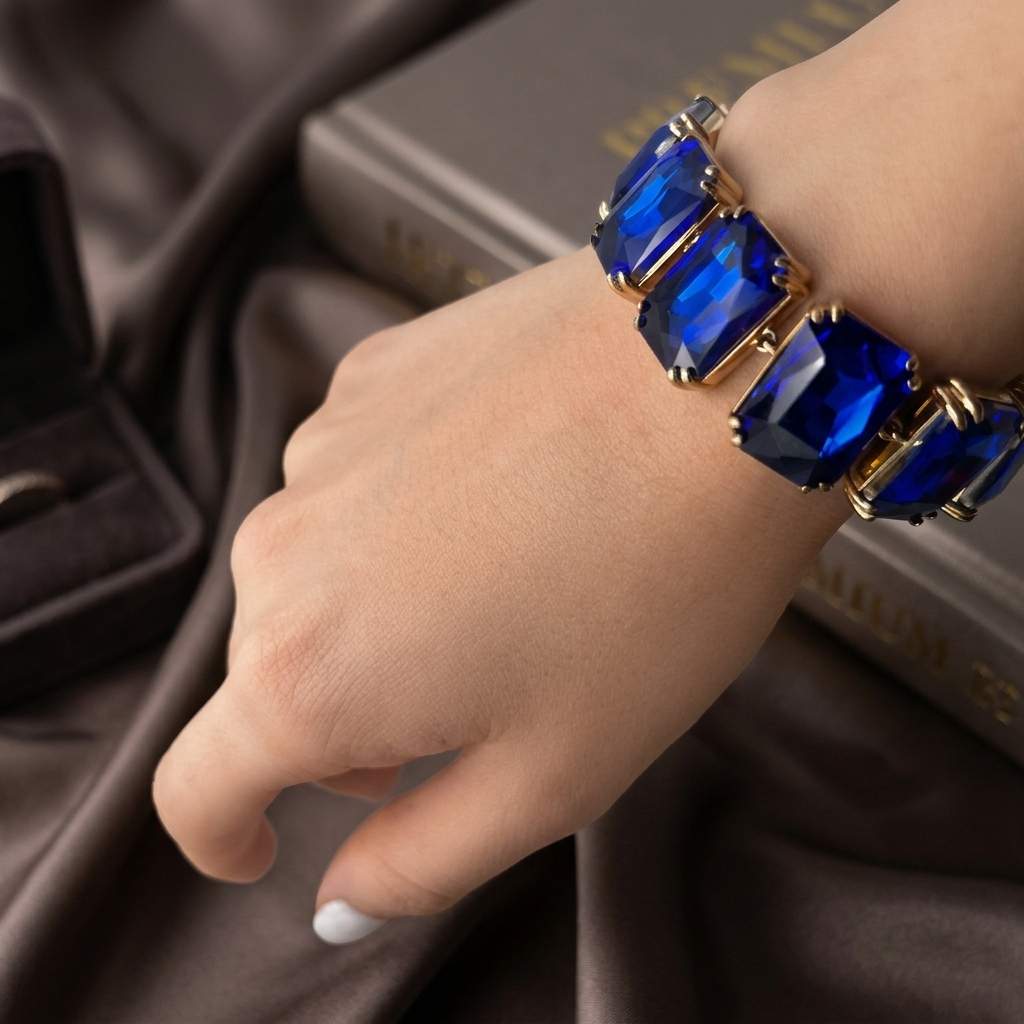 Bracciale OCEAN GLAM – Bracciale in Acciaio Inox Oro con Maxi Pietre Rettangolari | Eldra Milano