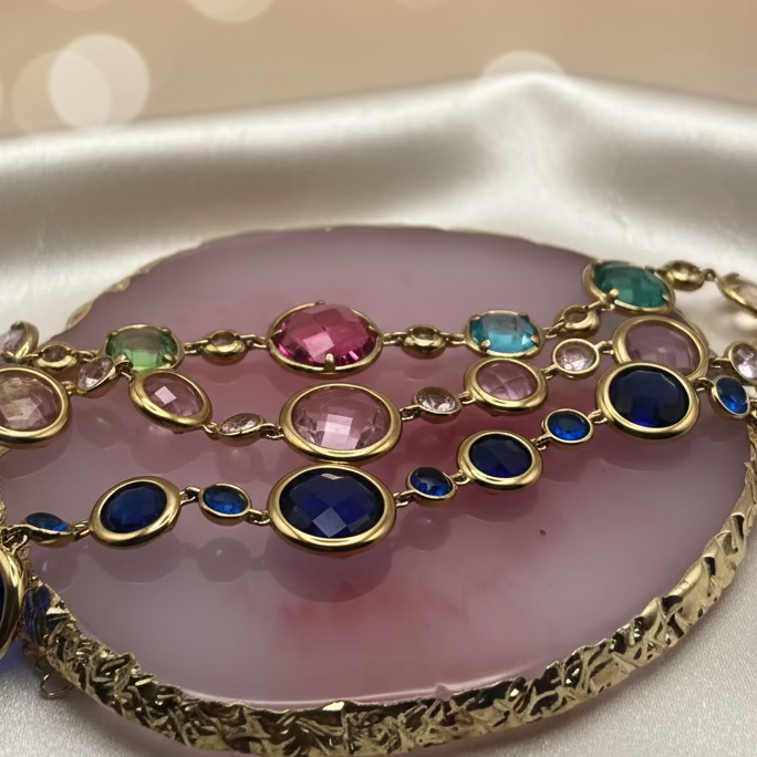 IRIS GLASS – Bracciale Donna in Acciaio Inossidabile e Cristalli Ovali – Eldra Milano