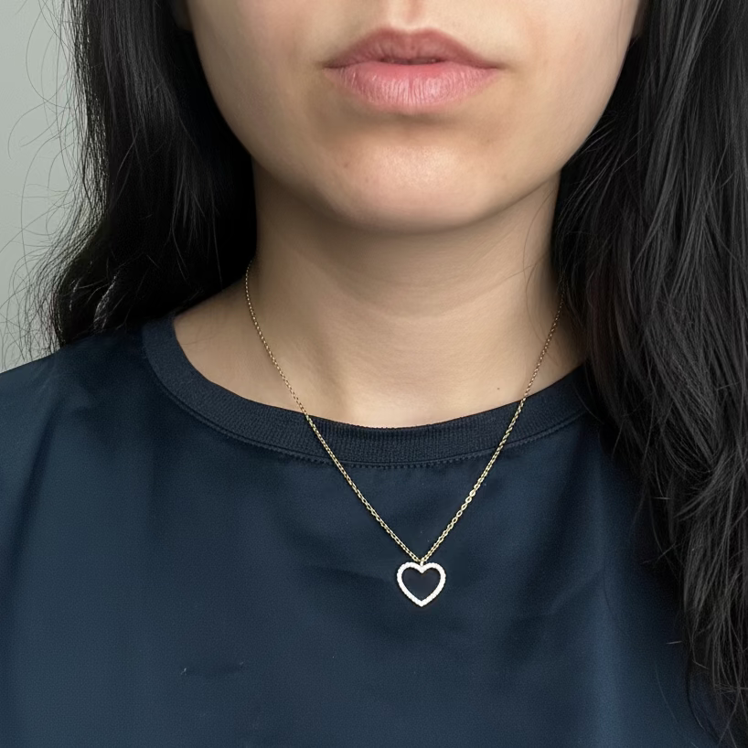 SHINING HEART – Collana Donna con Ciondolo Cuore e Strass – Eldra Milano