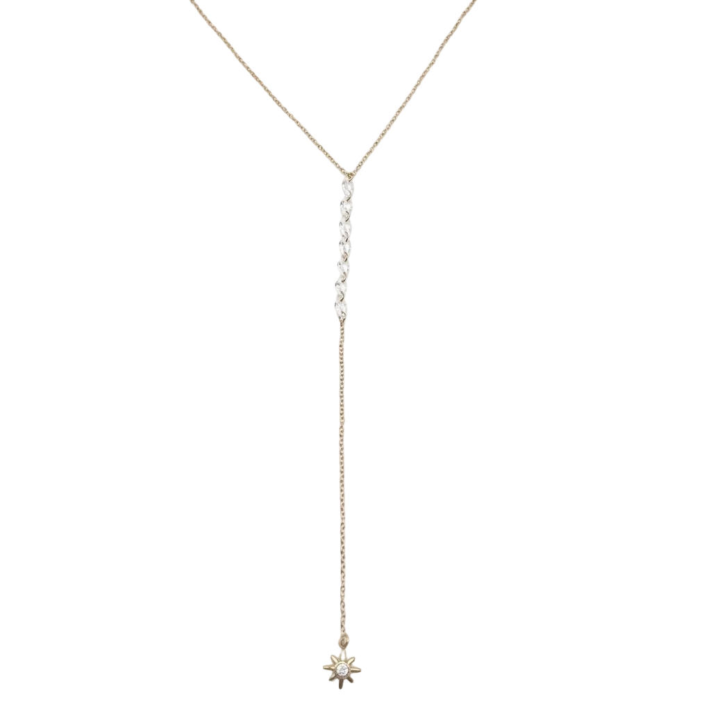 Y-SOLARIS – Collana a Y con Zirconi e Ciondolo Sole – Eldra Milano