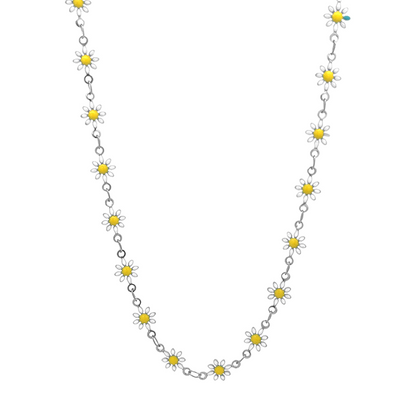 DAISY CHAIN – Collana Girocollo con Margherite Smaltate – Eldra Milano