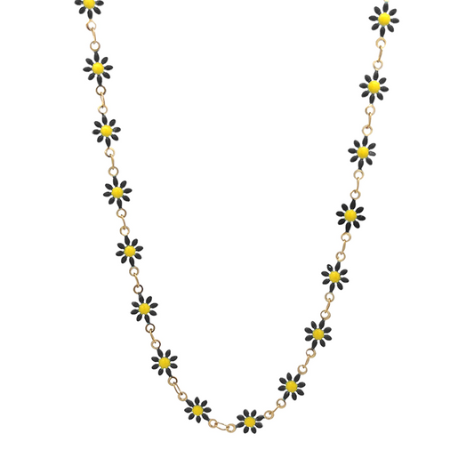 DAISY CHAIN – Collana Girocollo con Margherite Smaltate – Eldra Milano