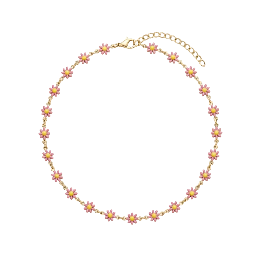 DAISY CHAIN – Collana Girocollo con Margherite Smaltate – Eldra Milano
