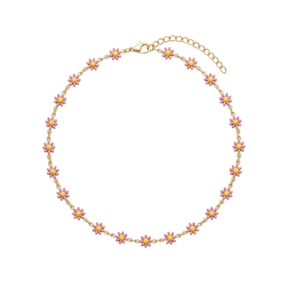 DAISY CHAIN – Collana Girocollo con Margherite Smaltate – Eldra Milano