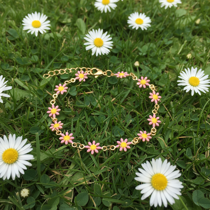 DAISY CHAIN BRACELET – Bracciale con Margherite Smaltate in Acciaio – Eldra Milano