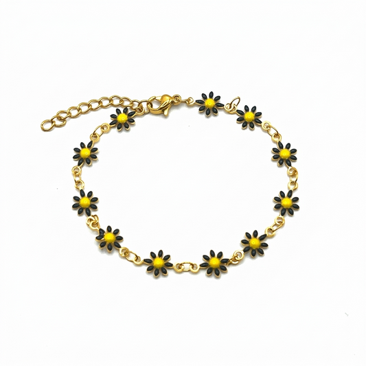 DAISY CHAIN BRACELET – Bracciale con Margherite Smaltate in Acciaio – Eldra Milano