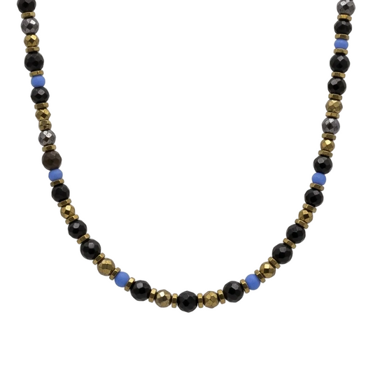 NIGHT ROCKS – Collana Uomo con Pietre Sfaccettate e Dettagli Gold – Eldra Milano