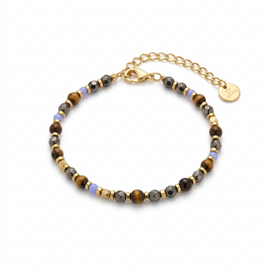 NIGHT ROCKS BRACELET – Bracciale Uomo con Pietre Sfaccettate e Dettagli Gold – Eldra Milano