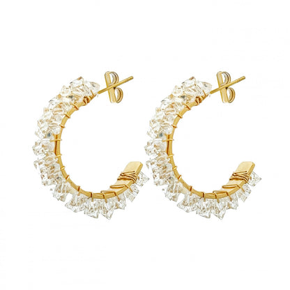 CRYSTAL HALO – Orecchini a Cerchio 20mm in Acciaio con Cristalli – Eldra Milano