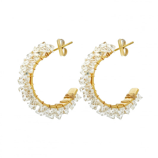 CRYSTAL HALO – Orecchini a Cerchio 20mm in Acciaio con Cristalli – Eldra Milano
