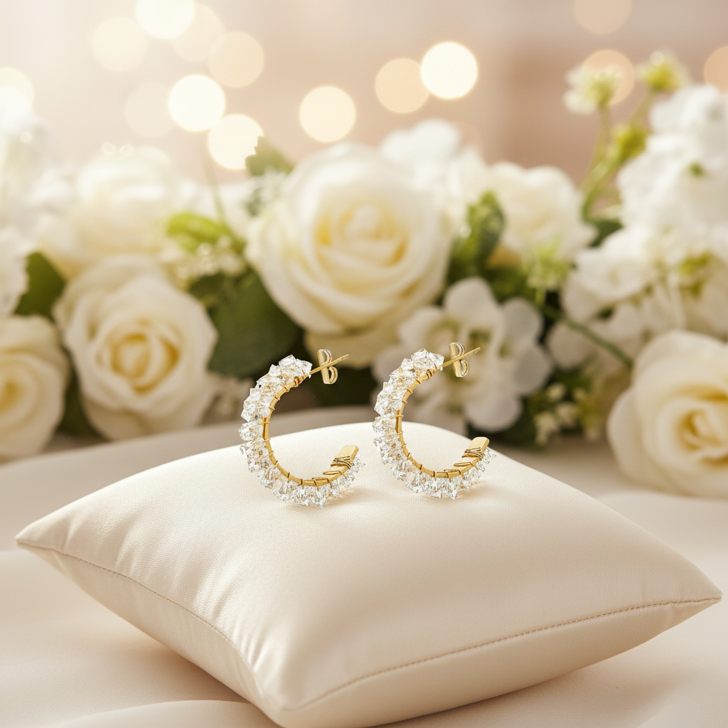 CRYSTAL HALO – Orecchini a Cerchio 20mm in Acciaio con Cristalli – Eldra Milano