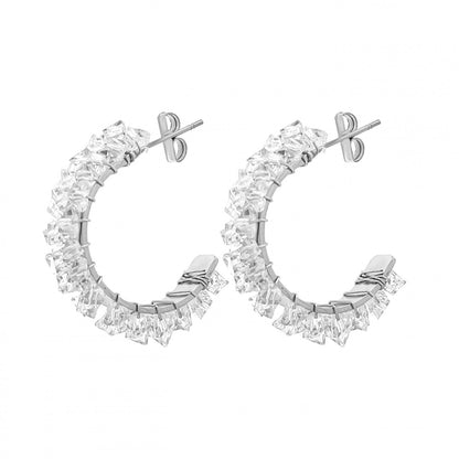 CRYSTAL HALO – Orecchini a Cerchio 20mm in Acciaio con Cristalli – Eldra Milano