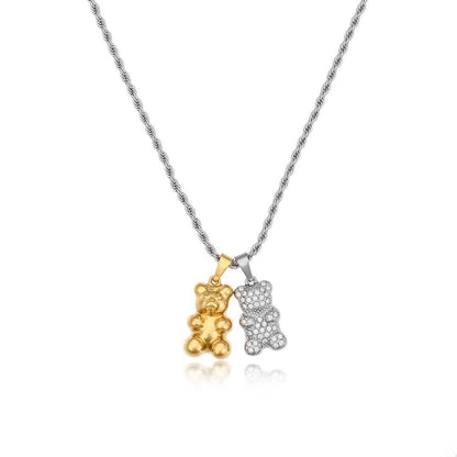 Collana con Doppio Orsetto Oro e Silver - GUMMY COUPLE - Eldra Milano