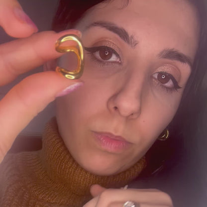 COMBO ESSENTIAL CUBE | Set Anello & Ear Cuff Singolo in Acciaio Inox – Eldra Milano