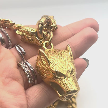 Collana WOLF SPIRIT | Acciaio Inox Massiccio Ultra-Spesso – Eldra Milano