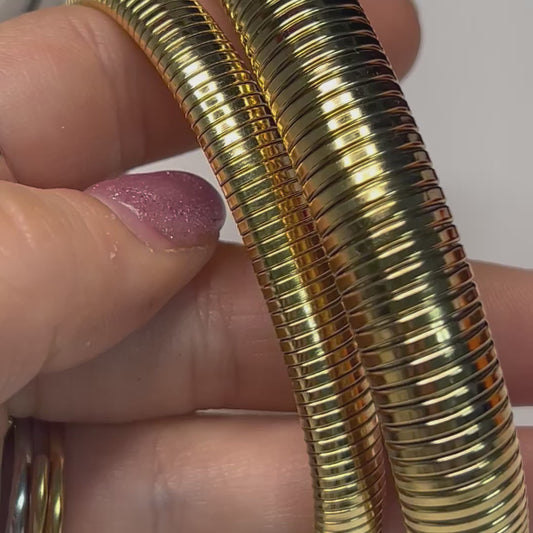 Bracciale Rigido ELASTIC – Maglia Tubogas Gold Finish | Eldra Milano