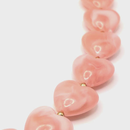 SET ROMANTIC HEART | Collana e Bracciale Coordinati con Cuori in Resina Effetto Seta e Acciaio Inox – Eldra Milano