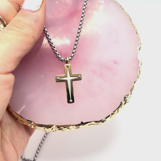 Collana FAITH & LIGHT | Girocollo in Acciaio Inox con Croce Bicolore – Eldra Milano