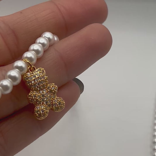Collana PEARL GLAM | Perle e Pendenti in Acciaio Inox & Strass – Eldra Milano