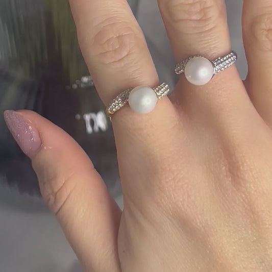 Anello PEARL EMBRACE –  Avvolgente Regolabile con Zirconi | Eldra Milano