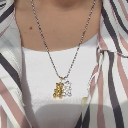 Collana con Doppio Orsetto Oro e Silver - GUMMY COUPLE - Eldra Milano