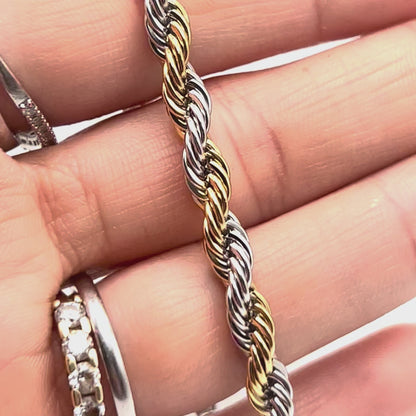 Bracciale "Rope" Bold Bicolor – Catena Intrecciata Oro e Argento in Acciaio Inox | Eldra Milano