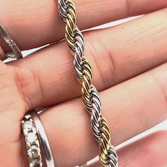 Bracciale "Rope" Bold Bicolor – Catena Intrecciata Oro e Argento in Acciaio Inox | Eldra Milano
