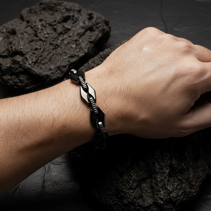 MECHANICAL BLACK – Bracciale Industrial in Acciaio Inox Nero - Eldra Milano