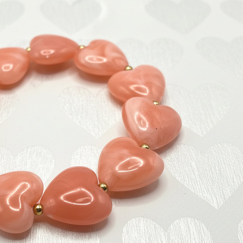SET ROMANTIC HEART | Collana e Bracciale Coordinati con Cuori in Resina Effetto Seta e Acciaio Inox – Eldra Milano