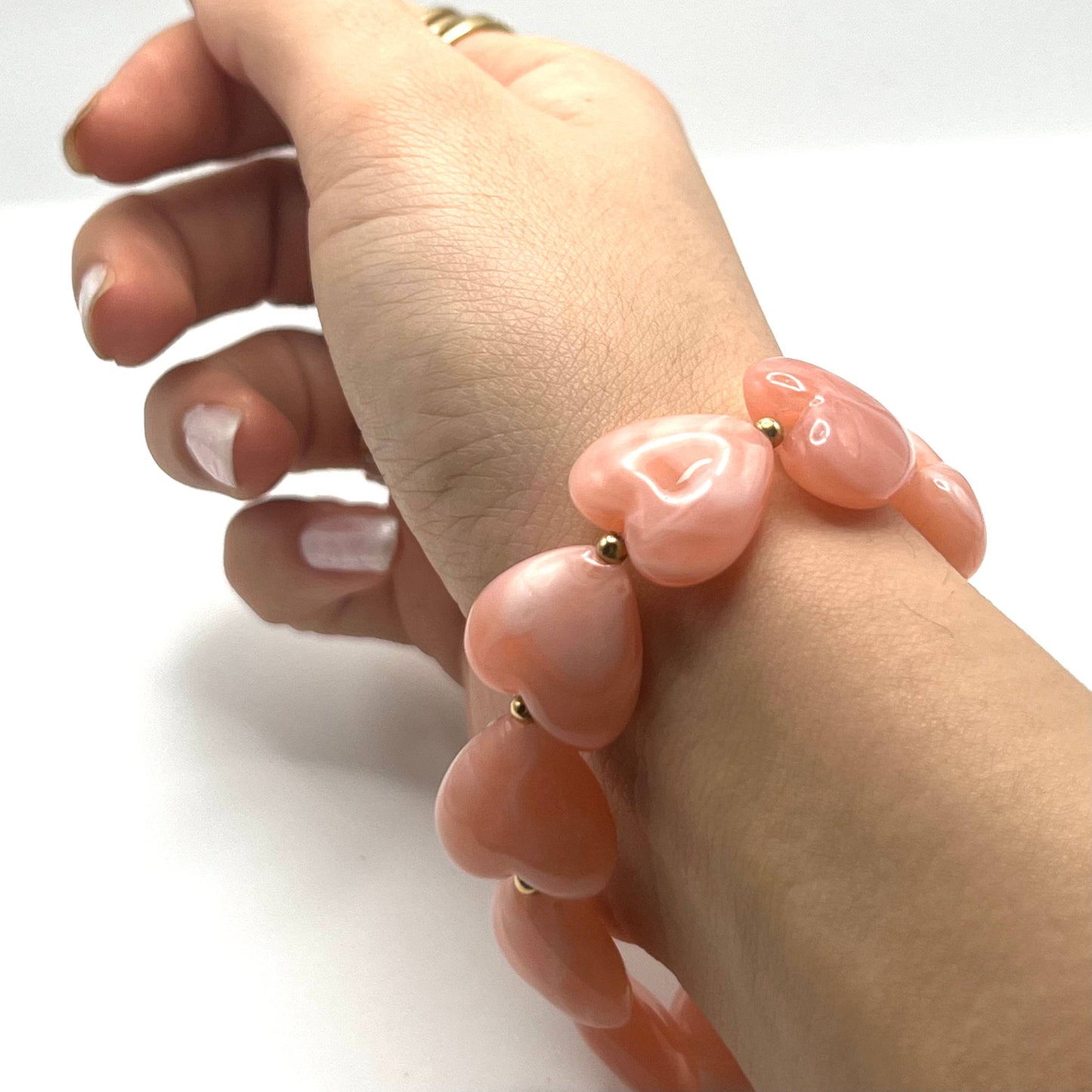 SET ROMANTIC HEART | Collana e Bracciale Coordinati con Cuori in Resina Effetto Seta e Acciaio Inox – Eldra Milano