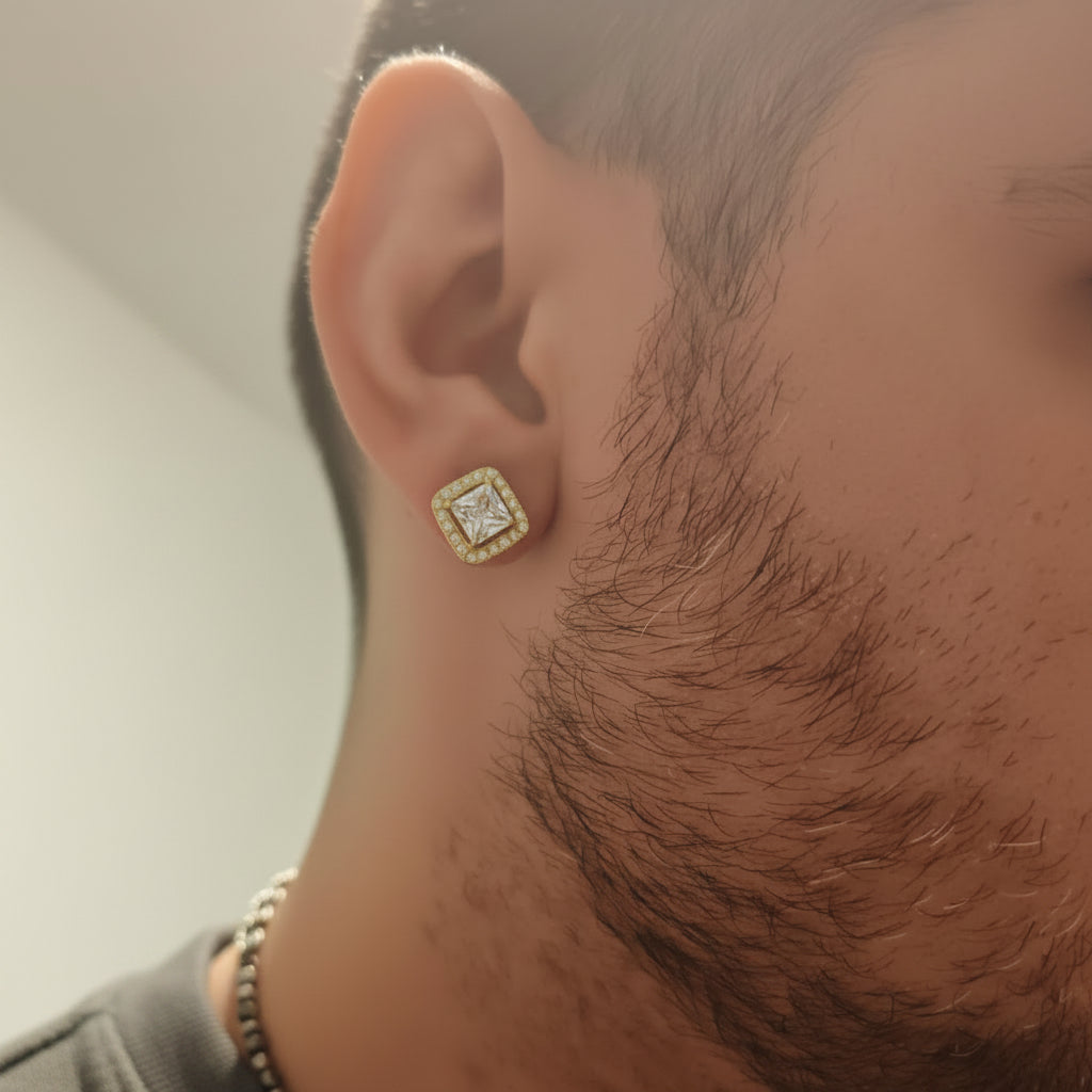 Orecchini squadrati con zirconi e strass