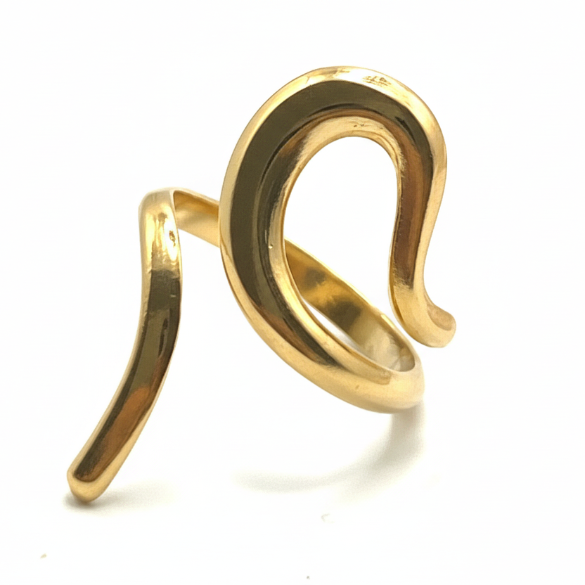 Anello SNAKE WAVE | Fascia Organica Regolabile in Acciaio Inox – Eldra Milano