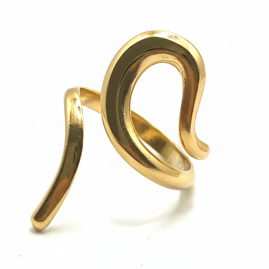 Anello SNAKE WAVE | Fascia Organica Regolabile in Acciaio Inox – Eldra Milano