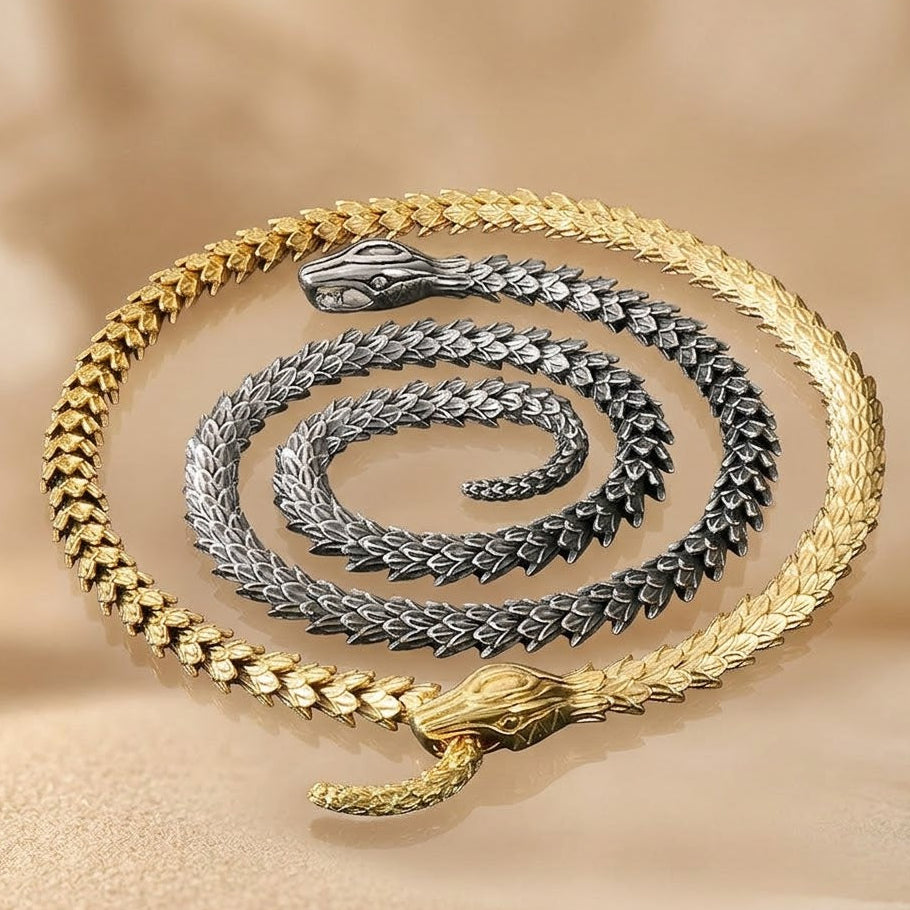 Collana SERPENT SCALE Silver | Acciaio Inox Massiccio Punk Style