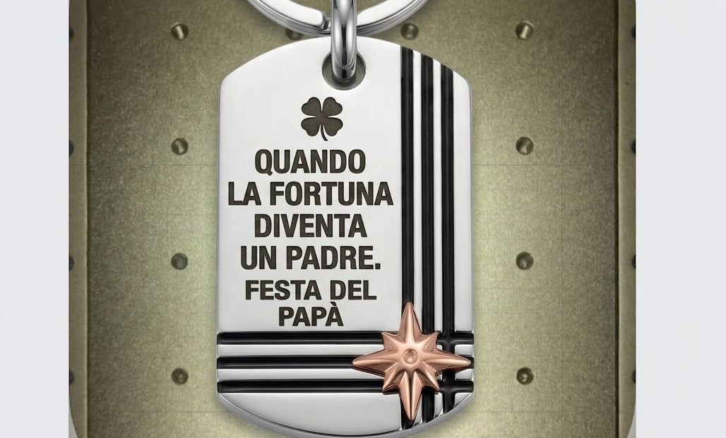 Portachiavi ROSA DEI VENTI | Pendente in Acciaio Inox con Dettaglio Rose Gold – Eldra Milano
