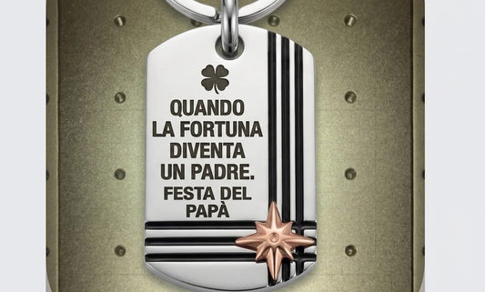 Portachiavi ROSA DEI VENTI | Pendente in Acciaio Inox con Dettaglio Rose Gold – Eldra Milano